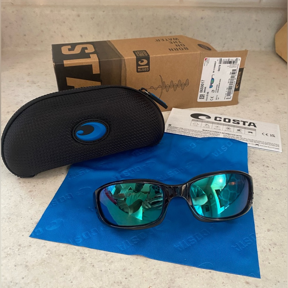 Costa Del Mar Brine Tortoise Sunglasses Men w/ Green Mirror Lenses New in Box!!